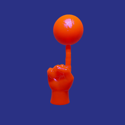 Animation eines Basketballs auf einer Hand